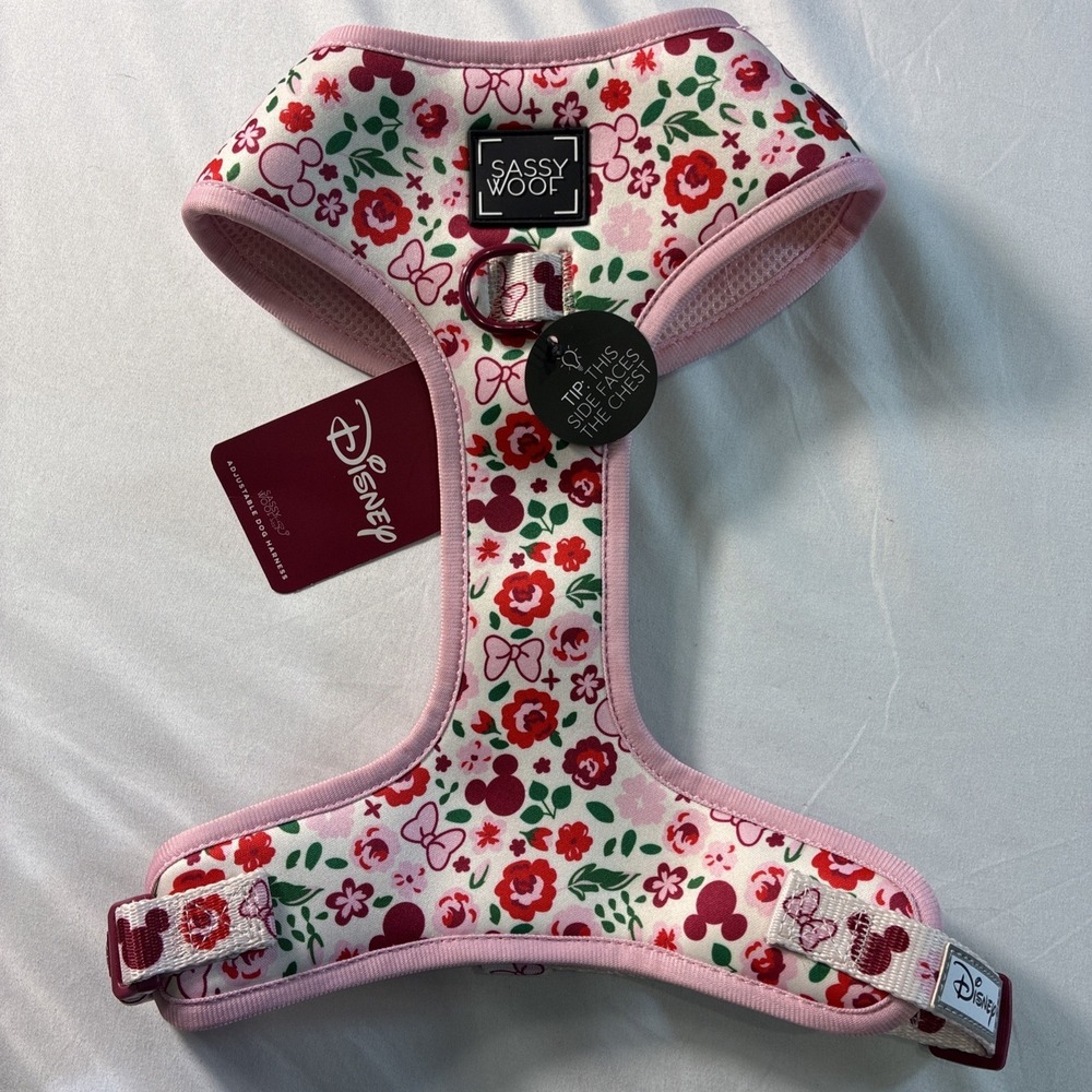 Sassy Wolf Soft Dog Harness Disney Minnie Mouse Flowers Design Size L New